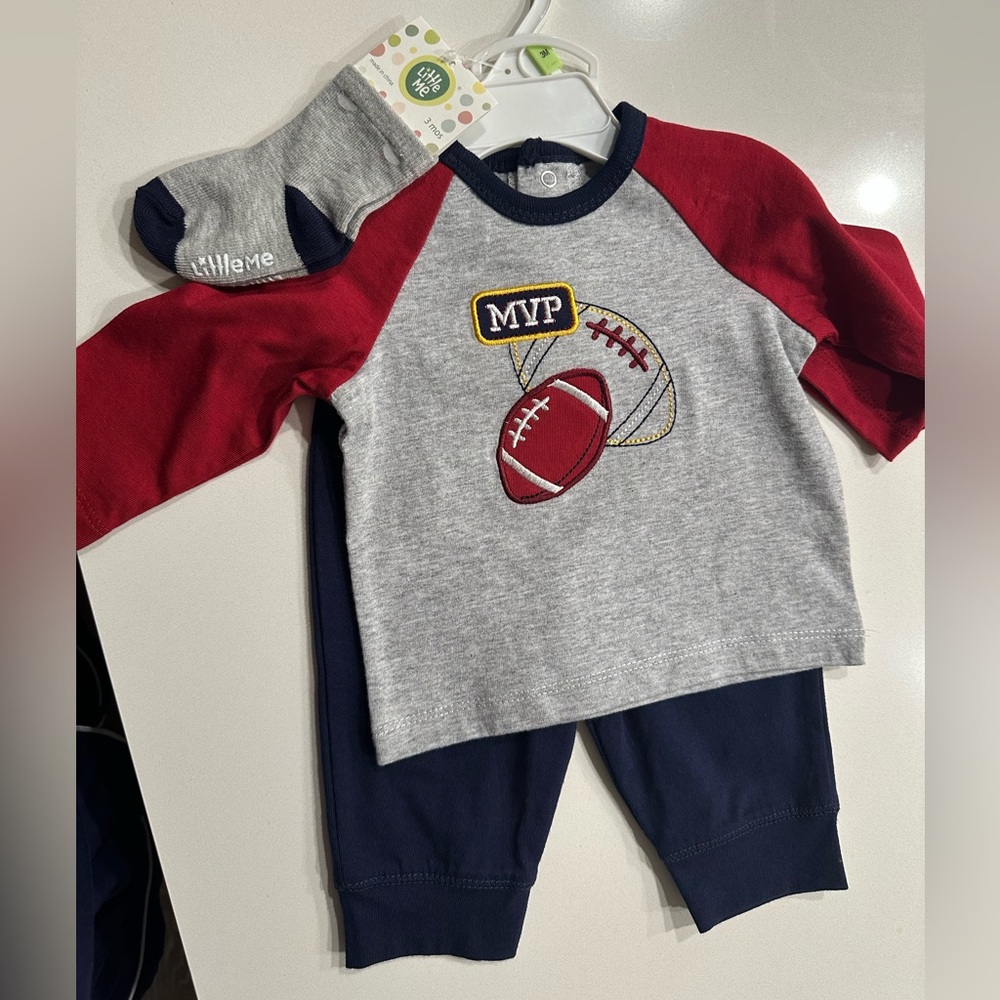 Little Me MVP Football Baby Outfit with Socks